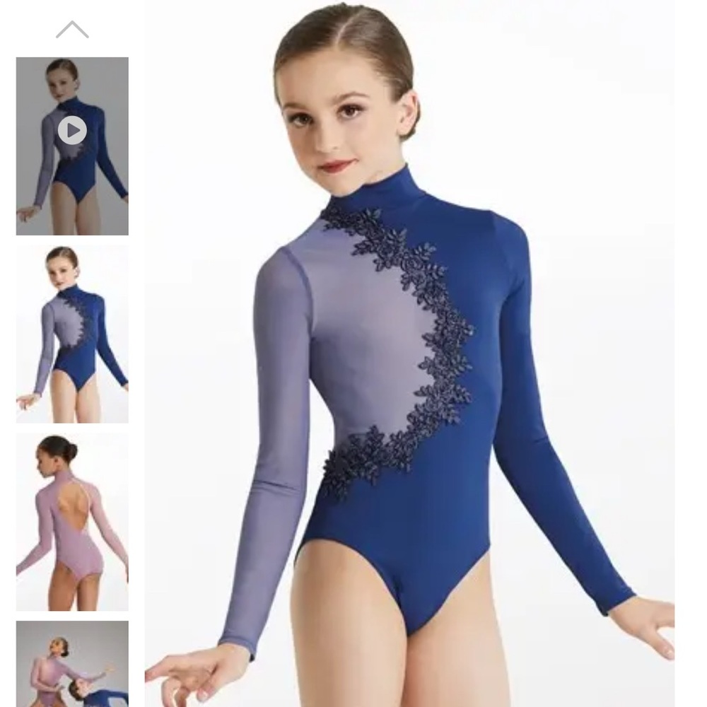 Weissman elite Elegant Blue and Purple Leotard with Lace Detail